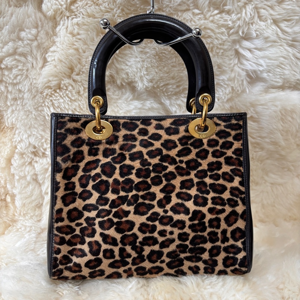 Authentic Christian Dior Lady Dior Cheetah Print Handbag